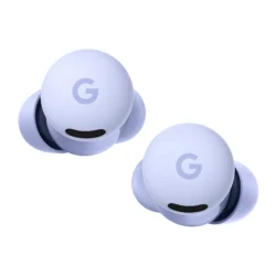 Gros plan sur l'écouteur Google Pixel Buds 2a Iris, montrant le stabilisateur et la zone tactile.