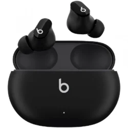 1311-beats-studio-buds-auriculares-bluetooth-negros Écouteurs Beats Studio Buds Noirs dans leur boîtier, montrant le design compact et le logo Beats.