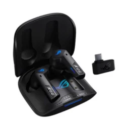 3286-asus-rog-cetra-true-wireless-speednova-anc-auriculares-gaming-inalambricos-negros-mejor-precio Vue des écouteurs ASUS ROG Cetra SpeedNova montrant l'embout et le stabilisateur.