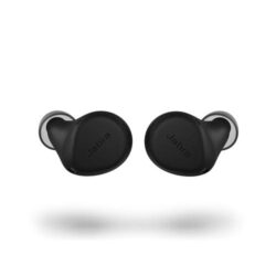 Ecouteurs-sans-fil-Jabra-Elite-7-Active-Bluetooth-sport-avec-reducteur-de-bruit-Noir Écouteurs Jabra Elite 7 Active Noir dans leur boîtier de charge.
