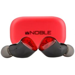 noble-fokus-amadeus Écouteurs sans fil Noble FoKus Amadeus, design rouge premium et boîtier de recharge.