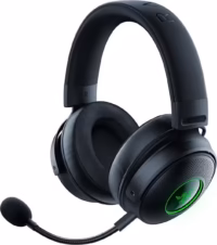 01996da2-f809-7fe0-b23e-234e40707e6e Casque Razer Kraken V3 Pro sans fil noir, éclairage RGB Chroma sur les oreillettes, micro amovible.