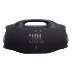 0199e6e4-d948-79af-8023-ee51a2a5b27c Vue de profil de la JBL Boombox 4 soulignant son design étanche IP67.