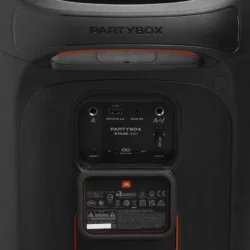 4165-jbl-partybox-stage-320-altavoz-torre-inalambrico-portatil-con-karaoke-240w-negro-especificaciones Détail des roulettes de transport de l'enceinte JBL PartyBox Stage 320.