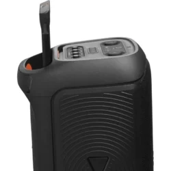 5501-jbl-partybox-stage-320-altavoz-torre-inalambrico-portatil-con-karaoke-240w-negro-caracteristicas Compartiment de la batterie amovible de la JBL PartyBox Stage 320.