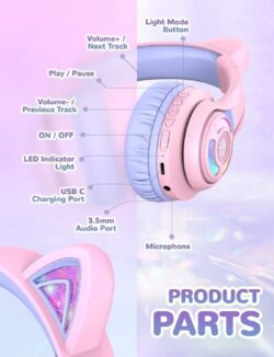 Gros plan sur les drivers 40 mm du iClever BTH12 et les coussinets d'oreille pour une qualité audio supérieure.