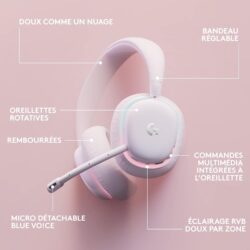 61ZkwBqKLAL._AC_SL1500_ Gros plan sur les coussinets d'oreille en mousse à mémoire de forme du casque Logitech G735.
