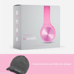 Vue des coussinets d'oreille confortables et du bandeau ajustable du LilGadgets Connect+ Pro.