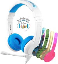 71L91Ae9aDL._AC_SL1500_ Casque Onanoff BuddyPhones rose pliable, avec indication des 3 modes de volume SafeAudio (75, 85, 94 dB).