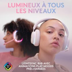 71qSQt+RFuL._AC_SL1500_ Le casque G735 posé avec le dongle LIGHTSPEED 2,4 GHz et le câble de charge USB-C.