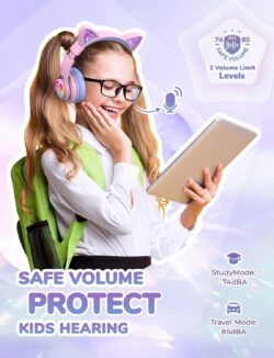 Casque iClever BTH12 vu de côté, montrant le design supra-auriculaire (on-ear) et les 3 niveaux de volume flexibles.