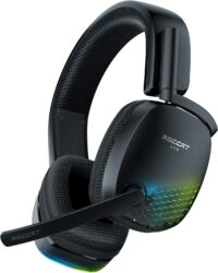 Casque ROCCAT Syn Pro Air noir avec éclairage RGB, vue de profil.