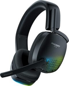 Casque ROCCAT Syn Pro Air noir avec éclairage RGB, vue de profil.