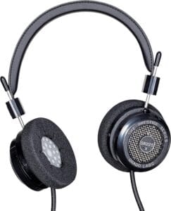 Casque Grado SR225x noir, design ouvert Prestige Series avec grille métallique et câble 8 conducteurs.