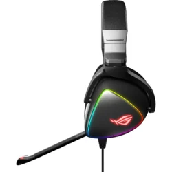ASUS_ROG_Delta_S_casque_gaming_over_ear@@1700091_33 Le casque Asus ROG Delta S en configuration filaire avec l'adaptateur USB-A, illustrant sa polyvalence sur PC.
