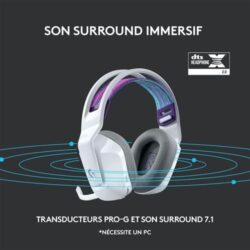 Gros plan sur le microphone Blue VO!CE rétractable du casque G733.