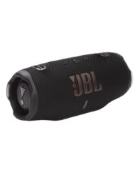 Enceinte JBL Charge 6 noire robuste avec logo JBL et radiateurs passifs.