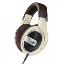 Casque Hi-Fi ouvert Sennheiser HD 599 en finition ivoire et marron avec coussinets velours.