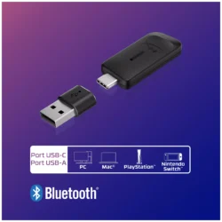 Dongle USB-C et adaptateur USB-A pour la connexion sans fil.