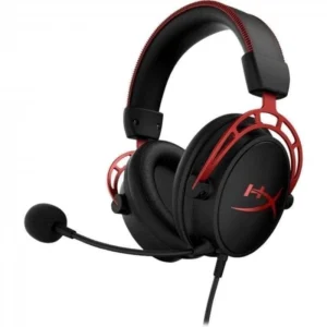 Casque gaming HyperX Cloud Alpha noir et rouge avec son micro détachable.