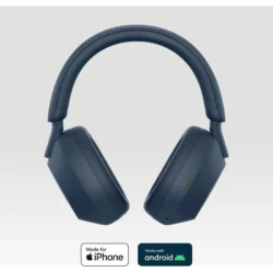 3236-sony-wh1000xm5sce7-auriculares-inalambricos-azules-con-cancelacion-de-ruido-mejor-precio Détail des finitions du casque Sony XM5 et de son arceau affiné.