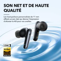 Vue des embouts en silicone et des drivers 11mm du Soundcore Liberty 4 NC.