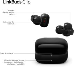 Gros plan sur le capteur à conduction osseuse des Sony LinkBuds Clip