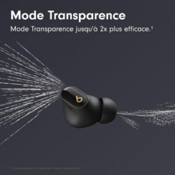 Beats Studio Buds + ivoire portés – design ergonomique et léger.