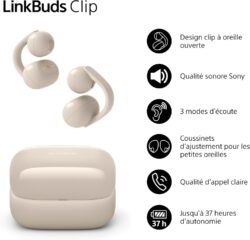 Détail du boîtier de charge des Sony LinkBuds Clip