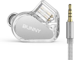 Écouteurs Tanchjim Bunny transparents avec design ergonomique.