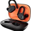 Écouteurs sport Skullcandy Push Active noirs avec crochets d'oreille.