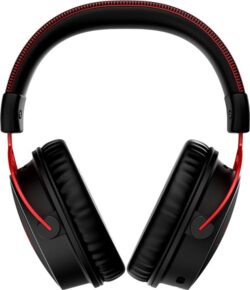 Casque-PC-HyperX-Cloud-Alpha-Wirele-Noir-et-rouge (1) Détail de l'arceau et des coussinets en mousse à mémoire de forme de l'HyperX Cloud Alpha Wireless.