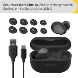 Ecouteurs-sans-fil-Jabra-Elite-10-Noir-Titane (2) Paire d'écouteurs Jabra Elite 10 avec différents embouts EarGels.