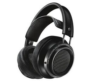 Casque ouvert Philips Fidelio X2HR avec ses gros coussinets en velours et son arceau suspendu.
