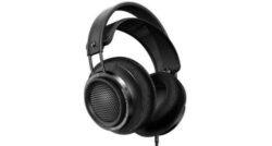 Fidelio-x2hr-00-jack-6-35-mm-100-db-filaire-noir Vue de profil du Philips Fidelio X2HR montrant la grille ouverte et la structure métallique.