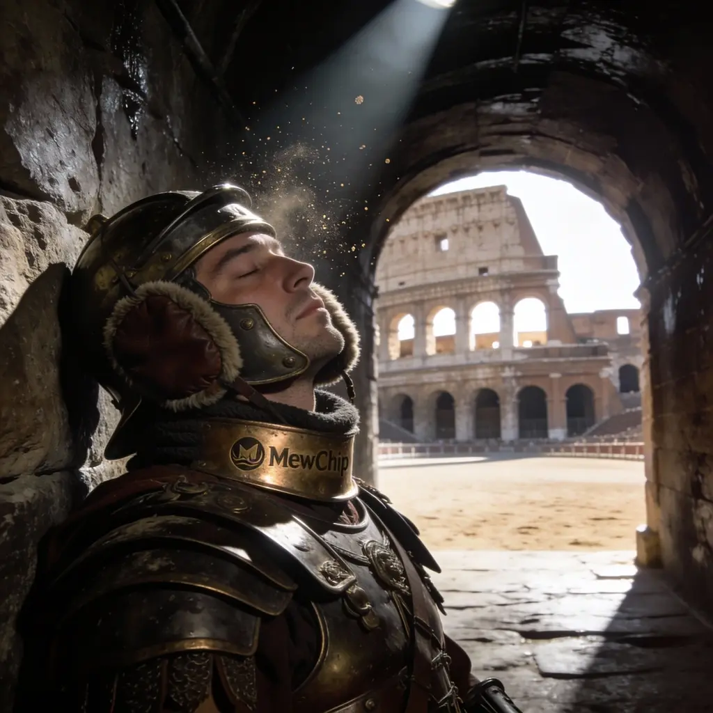 Gladiateur romain s'isolant du bruit de la foule, représentant l'isolation phonique passive des casques gaming.