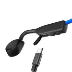 Shokz OpenMove bleu vue de trois-quarts mettant en avant sa légèreté.