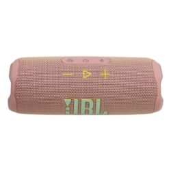 5432-altavoces-jbl-flip-7-inalambricos-bluetooth-35w-ip67-rosa-bateria-14h-portatil-caracteristicas Détail de la texture en tissu robuste de la JBL Flip 7 IP68.