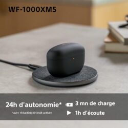 Détail de la finition premium et des micros du Sony WF-1000XM5.