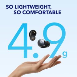 61YaCnHB6-L._AC_SL1500_ Comparaison de taille des Soundcore Space A40 dans la paume d'une main.