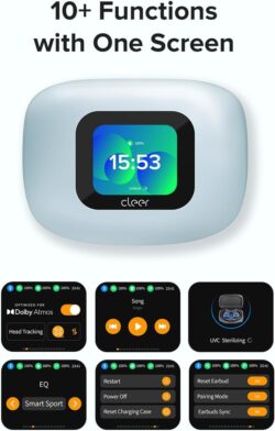 Détail du boîtier tactile intelligent du Cleer ARC 3 affichant les contrôles