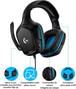 711g9orj-6L._AC_SL1500_ Casque Logitech G432 posé avec son câble de 2 mètres.