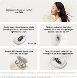 71ORZkAldiL._AC_SL1500_ Boîtier de charge compact pour Xiaomi OpenWear Stereo en gris.