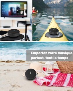Enceinte Inwa fixée sur un guidon de vélo en extérieur.