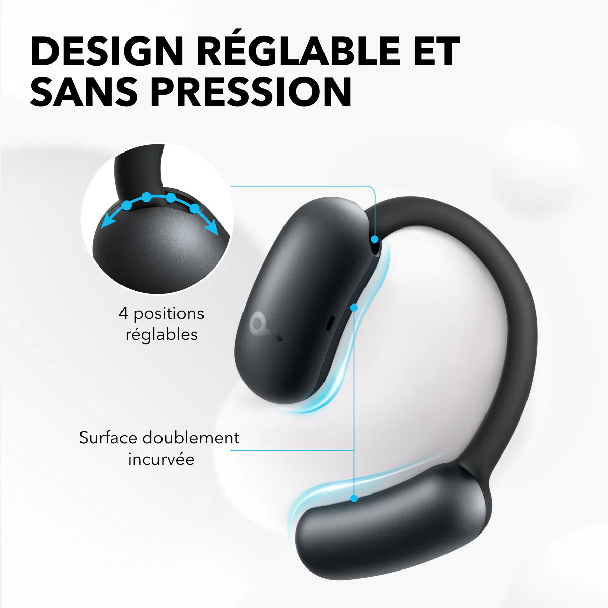 Anker Soundcore AeroFit 2 – Écouteurs open-ear sport avec crochets ajustables et LDAC – vue détail