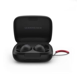 Ecouteurs-intra-auriculaires-sans-fil-Bluetooth-Sennheiser-Momentum-Sport-avec-reduction-de-bruit-Noir (3) Boîtier de charge compact du Sennheiser Momentum Sport compatible Qi.