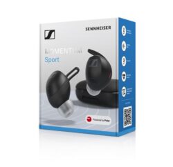 Ecouteurs-intra-auriculaires-sans-fil-Bluetooth-Sennheiser-Momentum-Sport-avec-reduction-de-bruit-Noir (4) Sennheiser Momentum Sport porté en situation de course à pied.