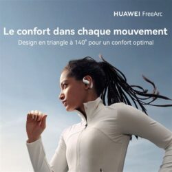 Ecouteurs-sans-fil-Huawei-FreeArc-Bluetooth-Noir (4) Vue des écouteurs Huawei FreeArc résistants à l'eau IP57.