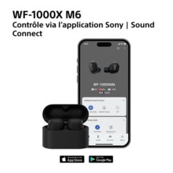 Vue rapprochée du capteur de conduction osseuse sur le Sony WF-1000XM6.