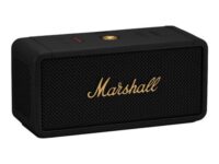 Enceinte Marshall Middleton noir et laiton avec son design iconique.